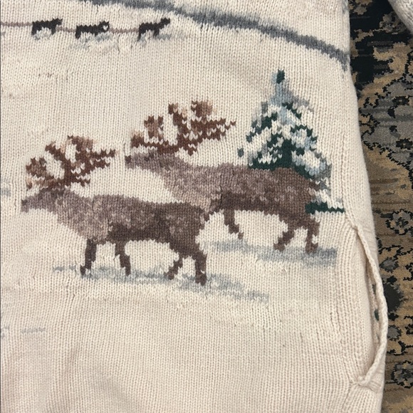 Vintage Ralph Lauren Cream and Blue Winter Cardigan - Picture 5 of 11